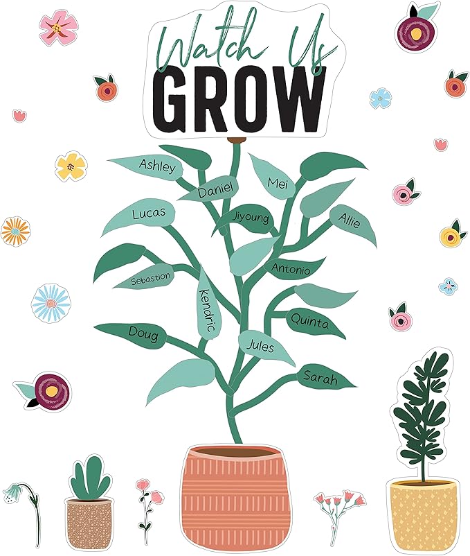 Carson Dellosa Grow Together 72 pc Bundle Bulletin Board Set, Colorful Cardstock Plants and Flower Cutouts, Name Labels, Garden Theme Decorations for Homeschool and Classroom Decor