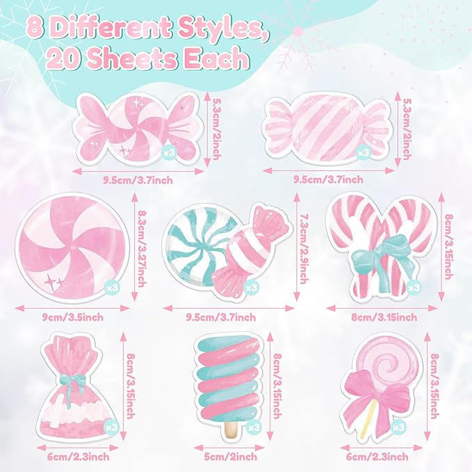 Xqumoi Christmas Pink Candy Sticky Notes with Pen Gift Set - 24 Set Xmas Sweet Self Sticky Writing Memo Pads Ballpoint Pens with Mesh Bag Party Favors School Classroom Rewards Office Supplies