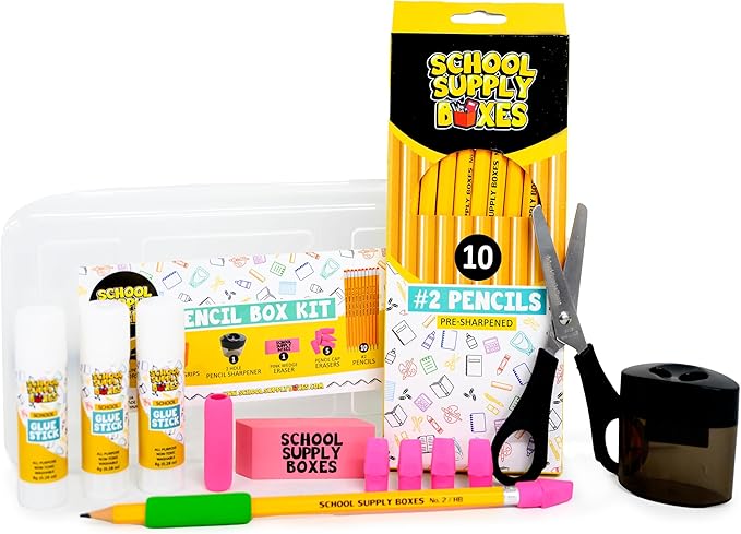 School Supply Boxes | K-5 Pallet (180 Boxes) | Back to School Essentials Kit for Students & Teachers | Includes Wide-Ruled Paper Products, Crayons, Markers, Colored Pencils, & More