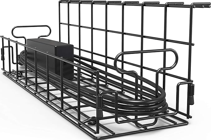 SHW Under Desk Cable Management Wire Tray Organizer, (Set of 2)