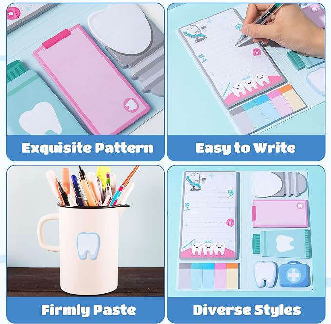 B1ykin Cute Sticky Notes Set - I’m Silently Judging Your Teeth Self-Stick Notes Pad, 550 Sheets Writing Memo Pages Sticky Notepad for Teacher Appreciation Gift, School Office Party Supplies (Dentist)