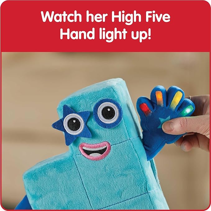 hand2mind Sing-Along Numberblock Five Plush – Officially Licensed Character Plushies, 12 Songs & Sounds from The TV Show, Light Up Soft Stuffies, for Kids Ages 2, 3, 4, 5, 6, 7
