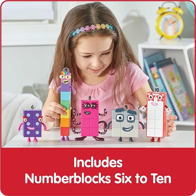hand2mind Numberblocks Friends Six to Ten Figures – Official Licensed Character Action Figure Set, Numbers and Counting Figurines, Pretend Play Toys, for Kids Ages 3, 4, 5, 6, 7