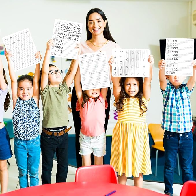Bulk Dry Erase Board with Lines for Alphabet Practice Pack - Bundle with 24 Wipe Clean Boards with Alphabet Tracing Letters for Classroom | ABC Practice Teacher Learning Tools