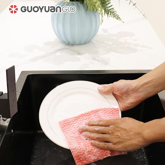 Disposable Cleaning Cloths Reusable Dsih Cloths for Kitchen Disposable Dish Rag Dry Fast 11.8x11.8 inch Pack of 100, Red