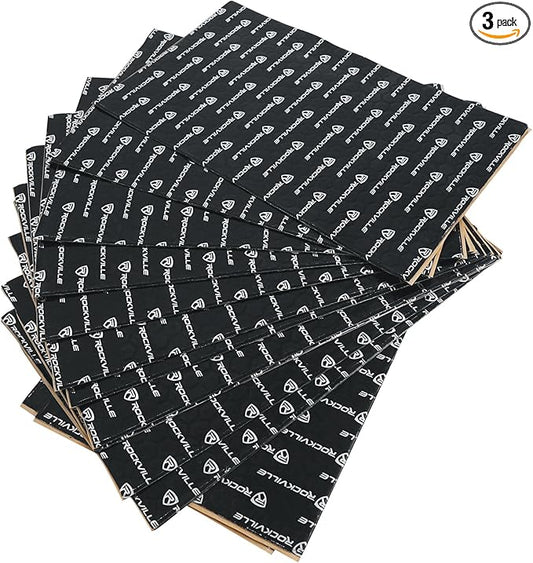 Rockville RockMat 15-15 15 Sq Ft Butyl Sound Deadening Mat 1.5MM 60 Mil, Aluminum Foil Backing, Vibration and Noise Damping for Car Truck Van RV Marine and Audio Installations