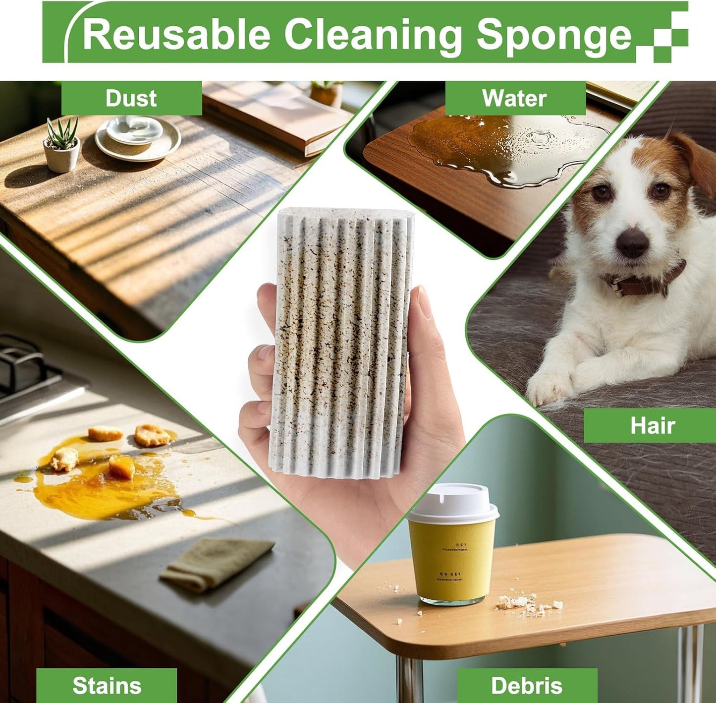 4-Pack Damp Clean Duster Sponge, Sponge Cleaning Brush, Duster for Cleaning Blinds, Glass, Baseboards, Vents, Railings, Mirrors,Window Track Grooves and Faucets（Gray）
