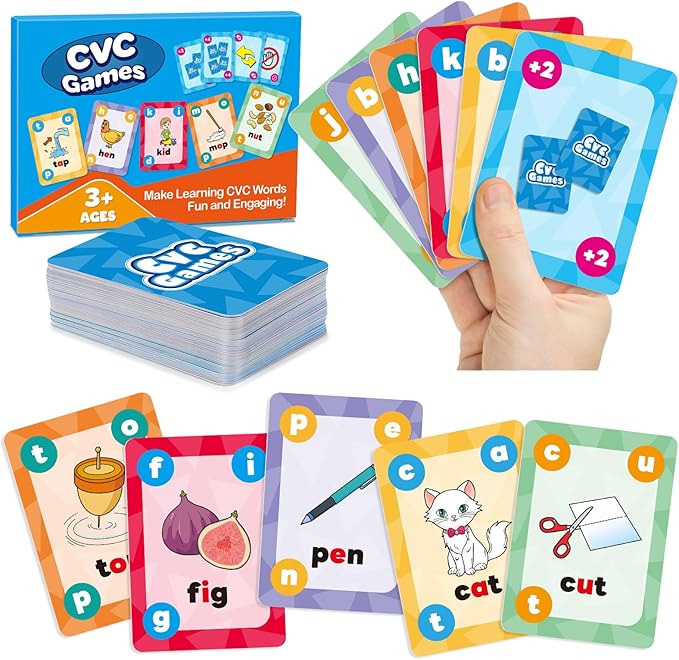 Torlam Phonics Games for Kids, CVC Word Games Learn to Read Spelling Reading Sight Word Flash Cards, Speech Therapy Toys Kindergarten Classroom Must Have Learning Activities Homeschool Supplies