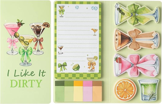 B1ykin Cute Sticky Notes Set - I Like It Dirty Self-Stick Notes Pad, 550 Sheets Writing Memo Pages Sticky Notepad for Teacher Appreciation Gifts, School Office Party Favors Supplies (Martini)