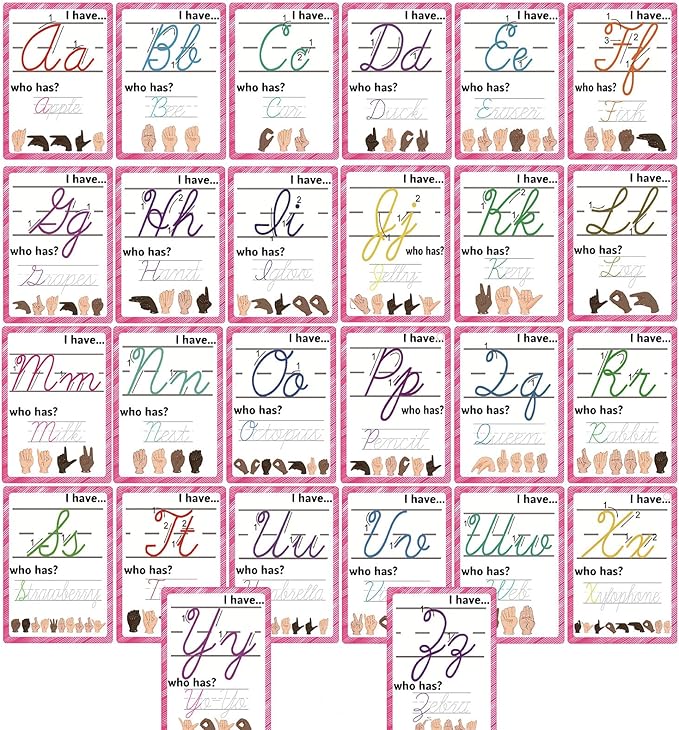 ASL Abc's Flash Cards for Toddlers, 36 Sign Language with Cursive,Numbers |Montessori ASL Bundle I Have... Who has? Game for Homeschool Supplies,ELs/ESOLs/ENLs, Deaf/Hard of Hearing Students