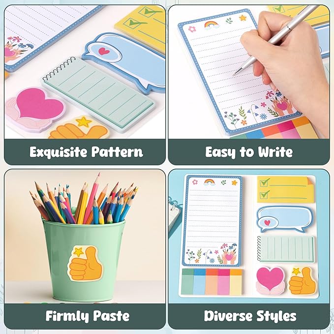 B1ykin Cute Sticky Notes Set - School Counselor Advocate Support Empower Self-Stick Notes Pad, 550 Sheets Writing Memo Pages Sticky Notepad for Teacher Appreciation Gifts Office (School Counselor)