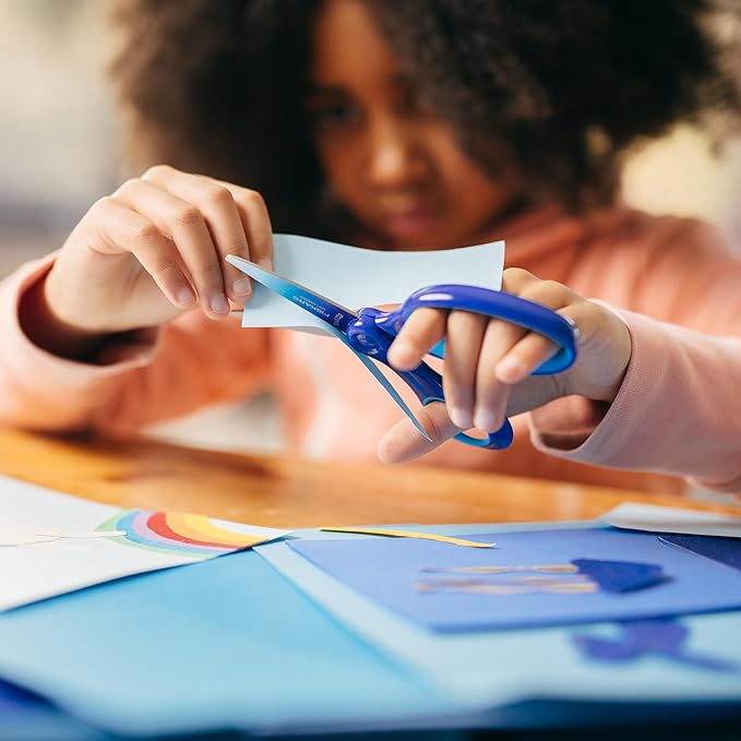 Fiskars 6" Left-Handed Big Kids Scissors for Ages 8-11, Scissors for School or Crafting, Back to School Supplies, Ombre Blue-Turquoise,(Pack of 2)