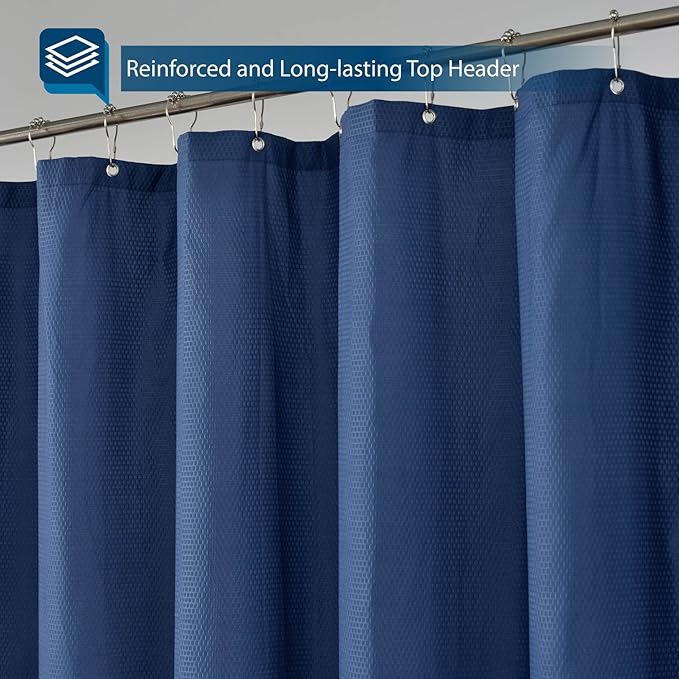 Barossa Design Soft Microfiber Fabric Shower Liner or Curtain, Hotel Quality, Machine Washable, Water Repellent, Navy Blue, 70 x 72 inches