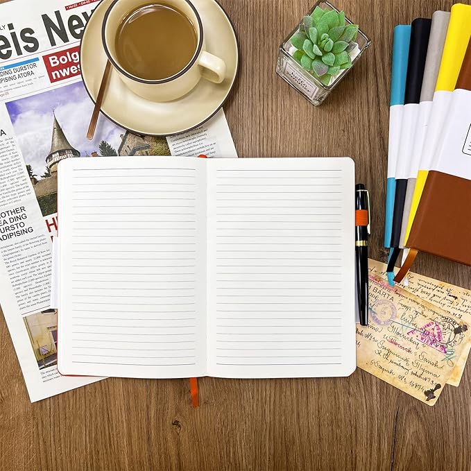 Notebook Journal, College Ruled Notebook Lined A5 160 Pages,Hard Cover Journals for Writing, Notebooks for Work Office School Women Men,5.7 inches x 8.4 inches(Orange)
