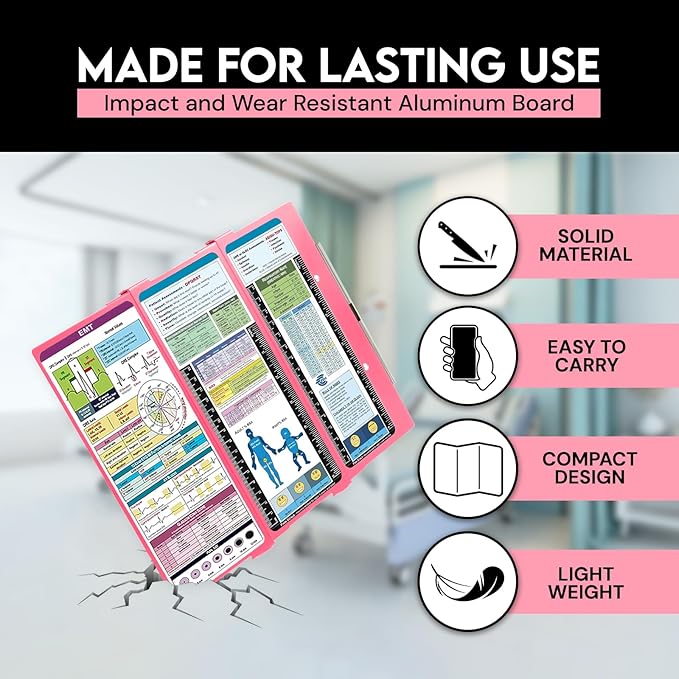 Nursing Clipboard EMT Edition - 3 Layers Aluminum Foldable Nurse Clipboard Nursing Student Essentials - Foldable Clipb oard Nursing Trifold Nursing School Essentials