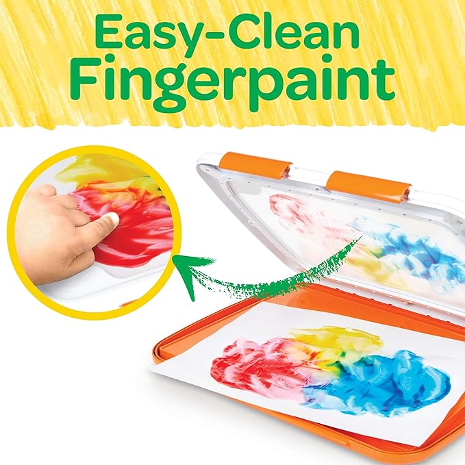 Crayola Mess Free Finger Painting Station – Washable Finger Paint for Toddlers, Essential Easter Basket Stuffers, Spring Arts & Crafts Set, Sensory Activity, Travel Toy, Ages 1+