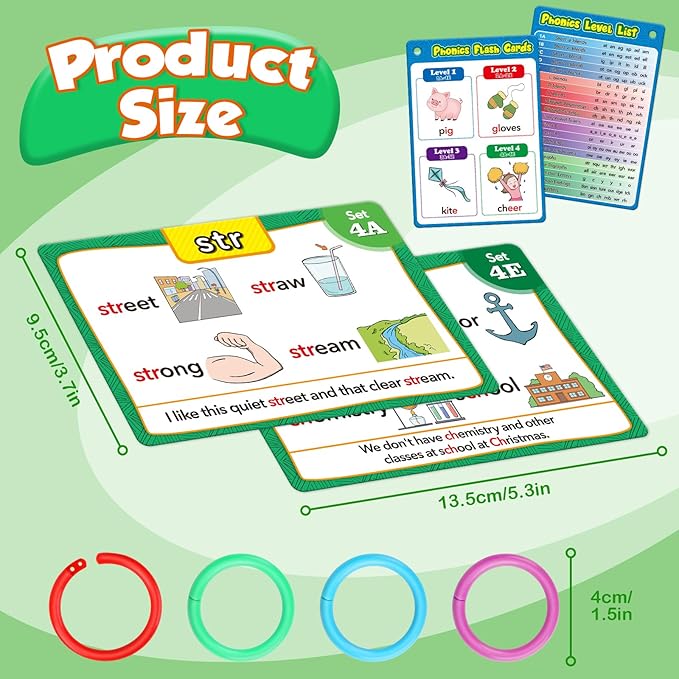 Torlam Phonics Flash Cards Learn to Read Spelling Reading Sight Words Phonics Games, Digraphs CVC Blends Long Vowel Sounds Kids Dolch Fry Site Words for Pre-k Kindergarten 1st 2nd 3rd Homeschool