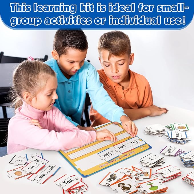 Aizweb Sentence Building Games,Sight Word Puzzles for Kids Kindergarten 1st 2nd Grade Classroom Must Haves,Montessori Phonics Reading Learning Games,Speech Therapy Special Education Toy for Teacher