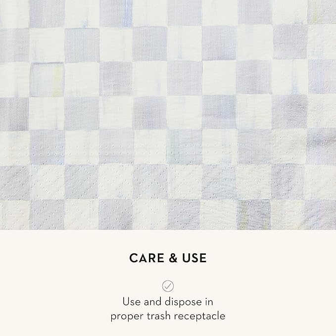 MACKENZIE-CHILDS Cocktail Paper Napkins, Stylish Paper Cocktail Napkins for Parties and More, Gray-and-White Sterling Check