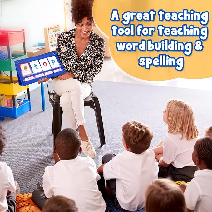 Torlam CVC Word Builder Kindergarten Classroom Must Haves, Phonics Games Preschool Learning Activities Spelling Toy Reading Letter Site Sight Words Games Flash Cards for Kids Autism Special Education