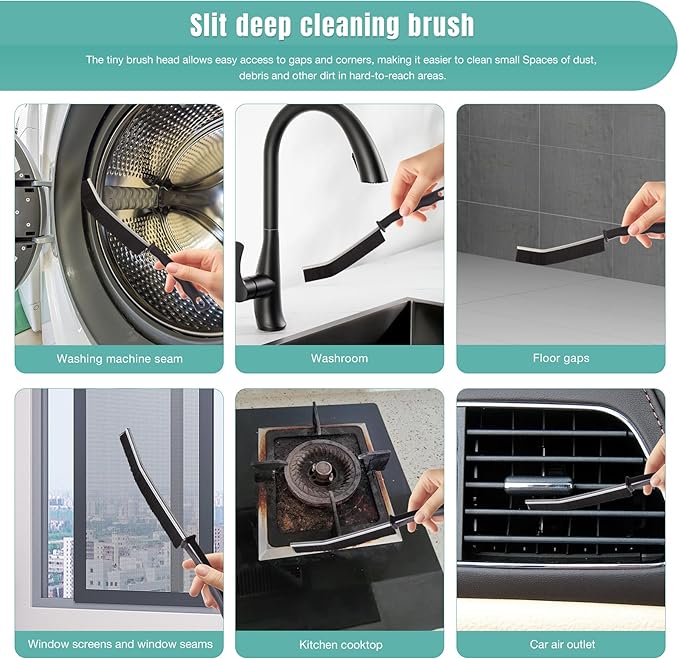 7pcs Hard Bristle Crevice Cleaning Brush Multifunctional Gap Scrub Cleaner Tool for Household Use, Kitchen Sink, Bathroom, Toilet Dead Corners, Window, Vehicle, Grout, Clean Tight Spaces