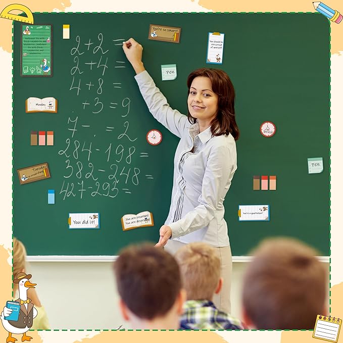 B1ykin Cute Sticky Notes Set - Just A Teacher Goose Self-Stick Notes Pad, 550 Sheets Writing Memo Pages Sticky Notepad for Appreciation Gifts, School Office Party Supplies (Goose Teacher)