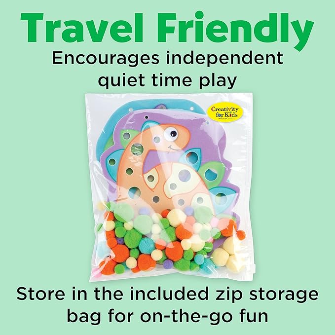 Creativity for Kids Pom Pom Pictures: Dinosaurs - Toddler Learning Toys, Sensory Play (Ages 3+)
