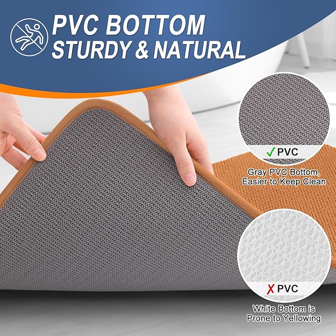 OLANLY Thick Memory Foam Bath Mat Rug 30x20, Extra Soft Absorbent Bathroom Rug, Quick Dry Bath Mats, Non-Slip, Machine Washable Carpet for Bathroom, Tub and Shower, Home Decor Accessories, Clay