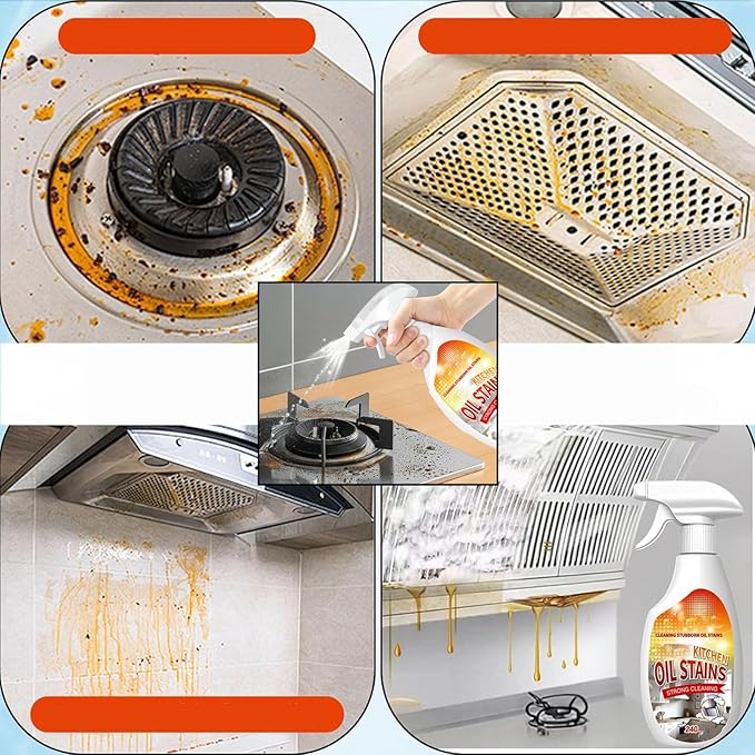 Fiell Heavy-Duty Kitchen Degreaser Foam Cleaner,Clean Kitchen up Oil Stains Spray,Multi Functiona Foam Cleaner Spray,Degreaser Cleaner Heavy Duty (2PC)