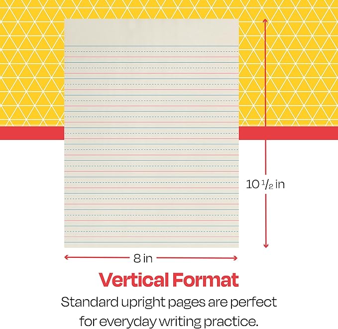School Smart Zaner-Bloser Writing Paper, Handwriting Practice Lined Paper, Grade 3 Learning, 1/2 Inch Rule, 8 x 10-1/2 Inches, 500 Sheets