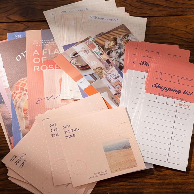 JOYCHOIC Scrapbooking Kit, Sunset Journaling Supplies, Junk Journal Materials, Large Aesthetic Scrapbook Collection for Women, Stationery DIY Arts Craft, Adults