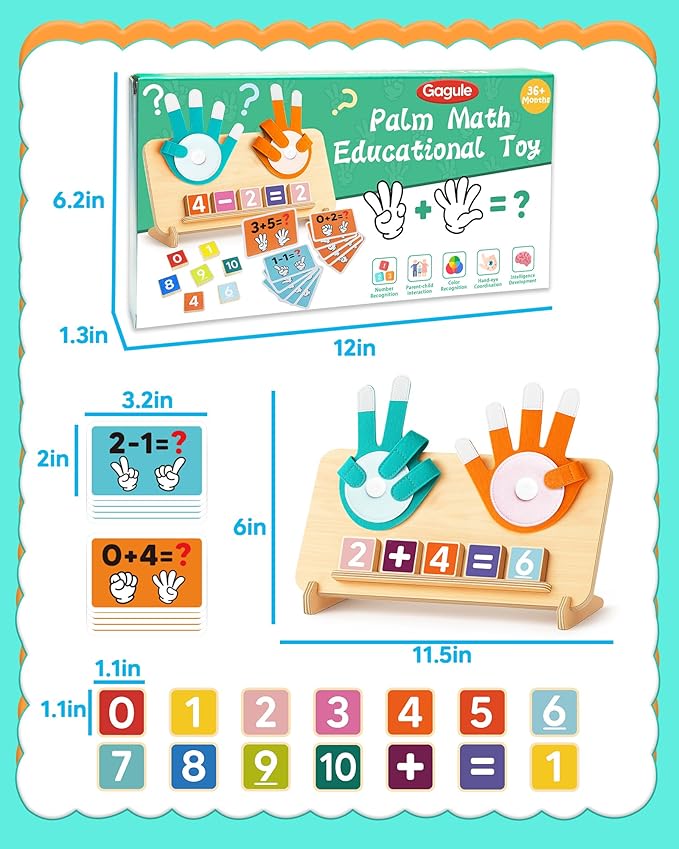 Montessori Educational Learning Toys for 3 4 5 Year Old Boys Girls Birthday Gifts, Toddler Preschool Learning Activities, Number Counting Blocks Toys for Kids, Math Manipulatives Counting Toy for 3-5