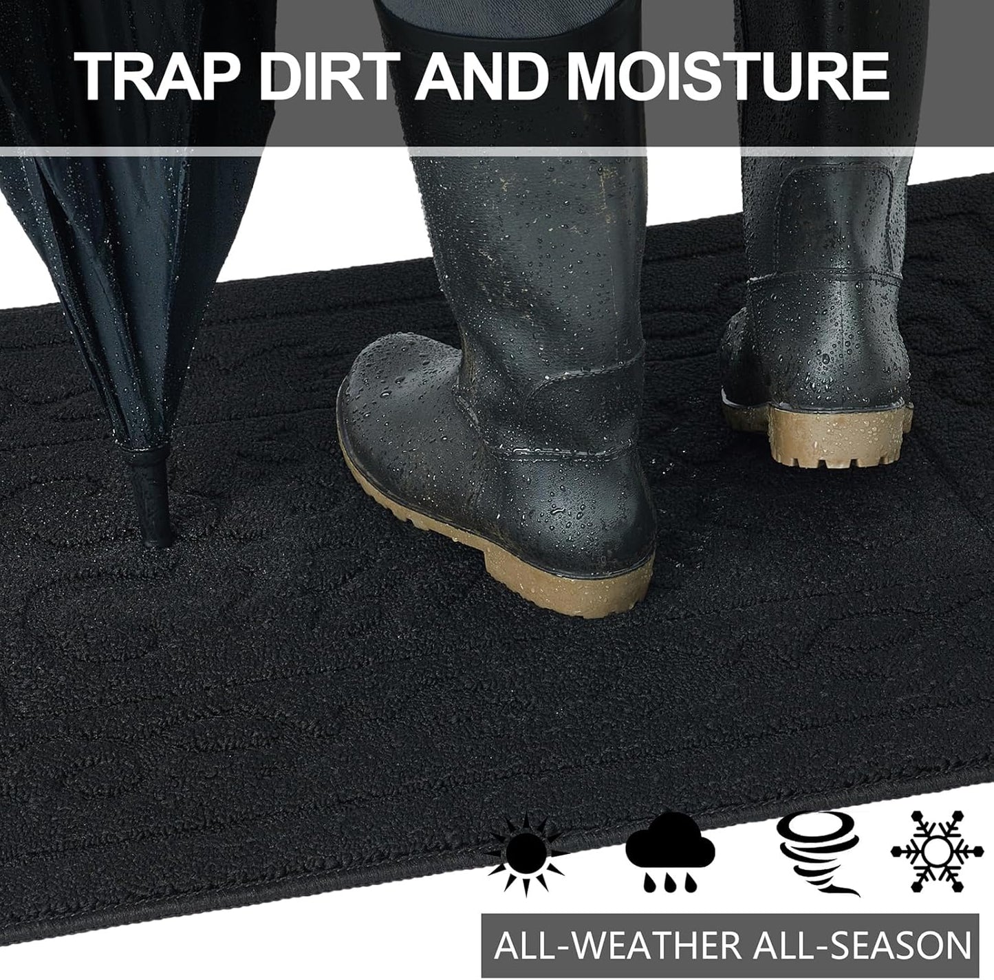 FONEYI Indoor Door Mat 36" x 59", Dirt Trapper Door Mats Non-Slip Entryway Rugs Washable, Absorbent Resist Dirt Welcome Mat, Low Profile Inside Floor Mats for Front Back Door and Entryway, Black