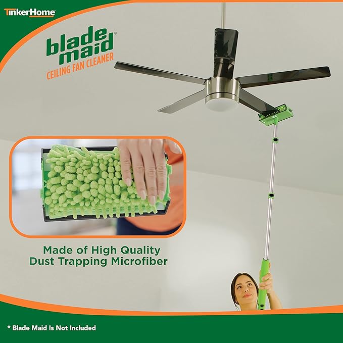 Blade Maid Ceiling Fan Cleaner - 1 Set of Blade Maid Reusable Microfiber Duster Replacement Pads- 2 Pads