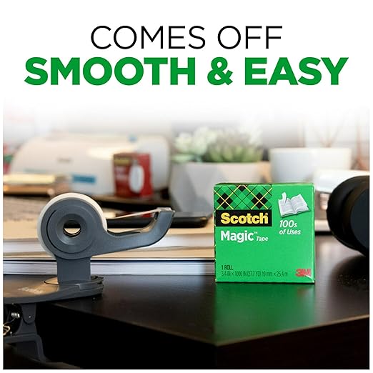Scotch Magic Tape, Invisible, Home Office Supplies and Back to School Supplies for College and Classrooms, 1 Roll