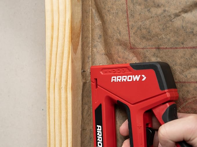 Arrow T501 5-in-1 Manual Staple and Nail Gun, Wire Stapler, and Brad Nailer for Wood, Upholstery, Construction, Insulation, Crafts, Fencing, and Cable, Black/Red