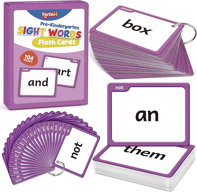 Torlam Sight Words Flash Cards for Kids Pre-Kindergarten,Learn to Read Digraphs CVC Blends Long Vowel Sounds Spelling Reading Phonics Games for 2-4 Years, Site Words Classroom Homeschool