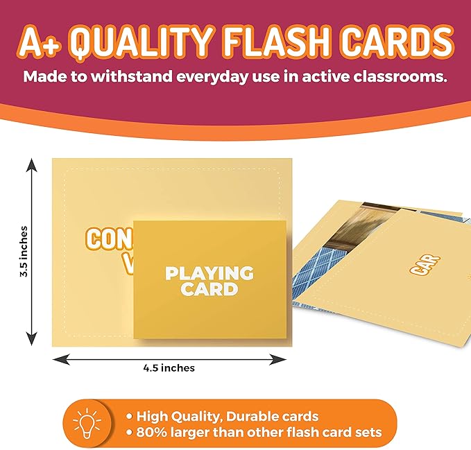 299 Vocabulary Builder Flash Cards, Educational Photo Cards for Home, Speech Therapy Materials, ESL Teaching Materials Includes Emotions, Matching Go Togethers, Nouns, Opposites, Prepositions, Verbs