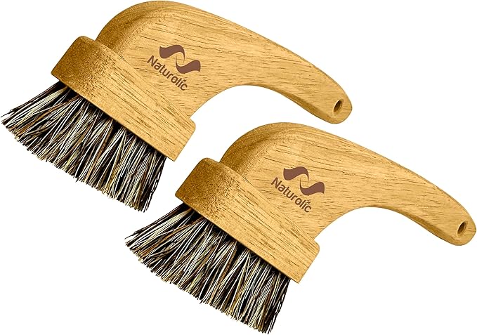 All-Natural Grout Brush Set | Wooden Cleaning Brush for Tile and Floor | Durable Floor Scrubber for Bathroom and Kitchen | Eco-Friendly Household Cleaning Tools – Pack of 2