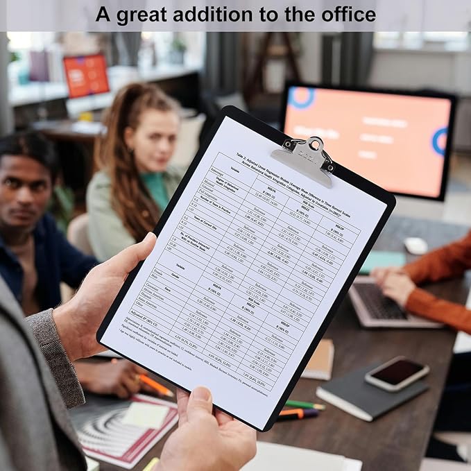 ZCZN Metal Clipboard, 12 Pack Heavy Duty Aluminum Clipboards 12 x 9 Inches, A4 Letter Sizer Document Holder with High Capacity Clip, Suitable for School, Office, Jobsite or Medical Staff, Black