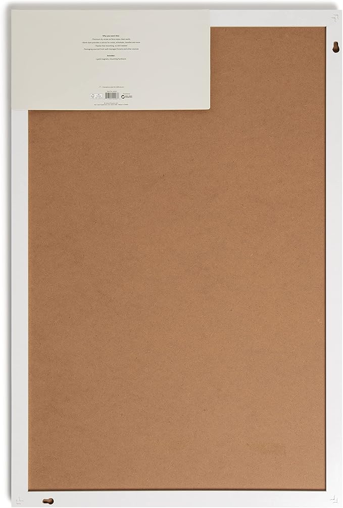 U Brands Farmhouse Board, Dry Erase White Board with White Frame, Office Supplies, Includes Magnets, 20” x 30” (2993U00-04)