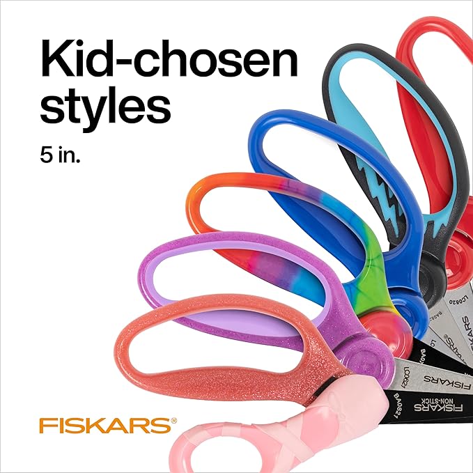 Fiskars Blunt-Tip Scissors for Kids, School or Crafting, 5", Premium Pink, 1-Pack