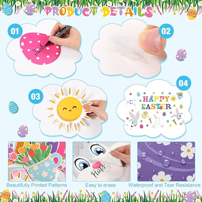 Pasimy Easter Bulletin Board Decorations Set Christian Easter Classroom Decorations Easter Bunny Egg Paper Cut Outs for School Nursery Spring Easter Birthday Party Supplies (Rabbit)