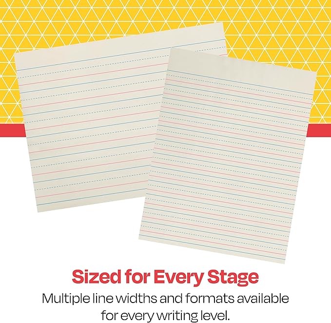 School Smart Zaner-Bloser Writing Paper, Handwriting Practice Lined Paper, Grade 2 Learning, 5/8 Inch Rule, 10-1/2 x 8 Inches, 500 Sheets