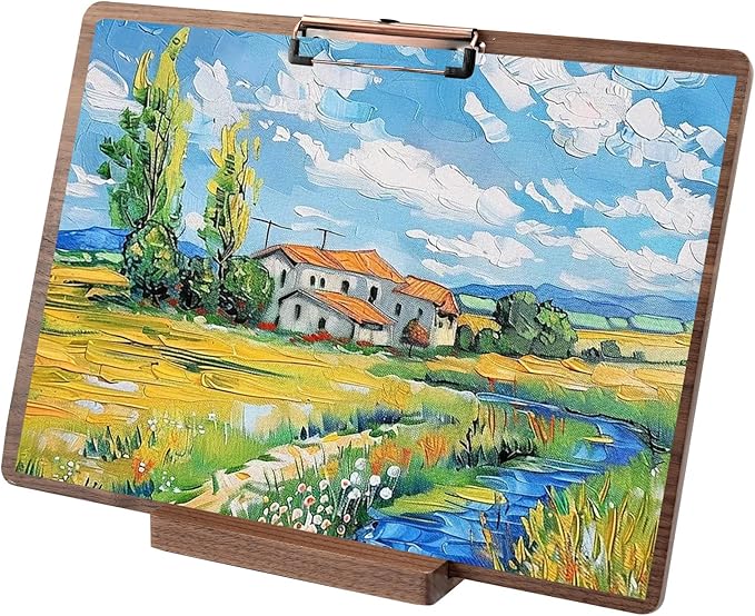 Walnut Wood Clipboard, Drawing Clip Board & Lap Easel, 16.5 x 11.8 inch, Legal Size Clipboards, Horizontal Wood Lap Board for Sketching, Watercolor, Painting, Art Supplies and Landscape Working