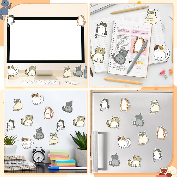 Bright Color Sticky Note - 72Pcs Cute Cat Super Sticky Note Pads Pen Ribbons Set Sticking Power Memo Pads School Supplies Office Products Page Markers Clean Removal Strong Adhesive Index Tabs
