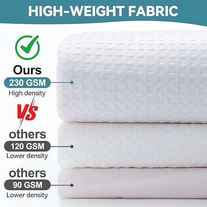 Conbo Mio No Hook Waffle Weave Shower Curtain with Snap in Liner Set, Hotel Luxury White Shower Curtains for Bathroom with See Through Top Window, Waterproof, Washable 71W x 74H