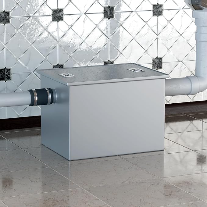 70 LB Commercial Grease Interceptor 35 GPM, Grease Trap with 3" Non-Threaded Connections, perfect ofr Kitchen, Restaurant, Hotel, Bar, Cafe, School