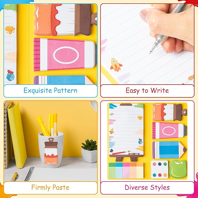B1ykin Cute Sticky Notes Set - World’s Best Art Teacher Self-Stick Notes Pad, 550 Sheets Writing Memo Pages Sticky Notepad for Appreciation Gifts, School Office Party Supplies (Art Teacher)