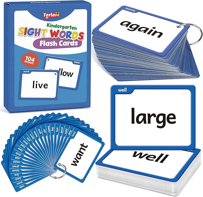 Torlam Sight Words Flash Cards for Kids Kindergarten,Learn to Read Digraphs CVC Blends Long Vowel Sounds Spelling Reading Phonics Games for 4-6 Years, Site Words Classroom Homeschool